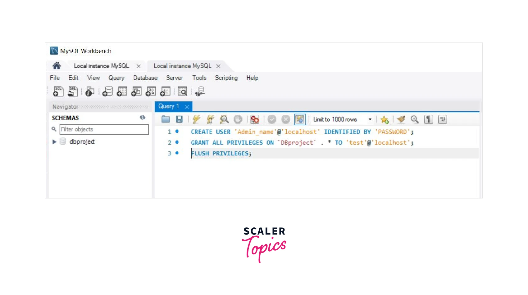CREATE THE USER QUERY
