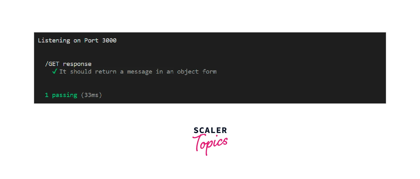 node js test running example